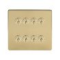 Soho Lighting Brushed Brass 8 Gang Toggle Light Switch 20A 2 Way Screwless