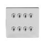 Soho Lighting Polished Chrome 8 Gang Toggle Light Switch 20A 2 Way Screwless