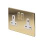 Soho Lighting Brushed Brass 13A 2 Gang Switched Socket, Double Pole Wht Ins Screwless