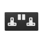 Soho Fusion Matt Black & White 13A 2 Gang Switched Socket, DP Screwless