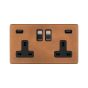 Soho Fusion Antique Copper & Brushed Chrome 2 Gang 3.1 Amp USB Socket Black Insert Screwless
