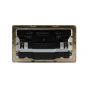 Soho Lighting Brushed Brass 13A 2 Gang DP USB Switched Socket (USB Output 4.8amp) Wht Ins Screwless