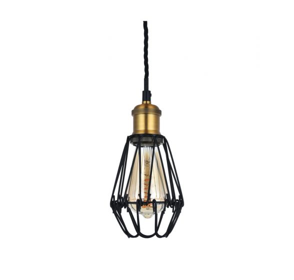 Denman Industrial Black Caged Teardrop Pendant Light - Soho Lighting