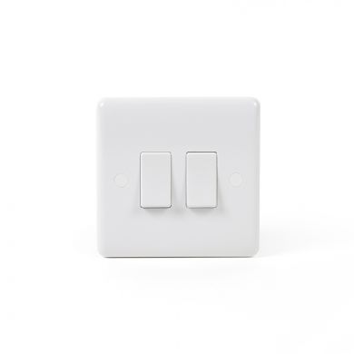 White ST Range 10A 2 Gang 2 Way Switch 