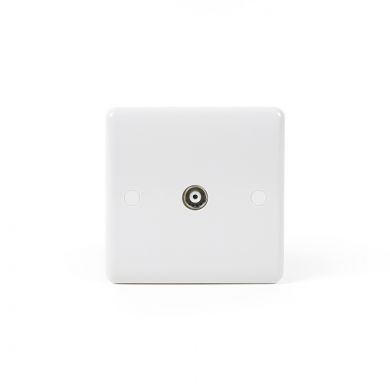 White Plastic 1 Gang TV Socket