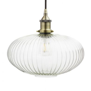 Henley Ellipse Ribbed Glass Pendant Light