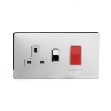 Polished Chrome 40A Cooker control With White insert