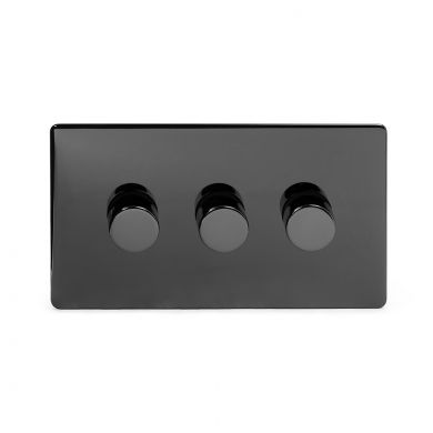 Black Nickel 3 Gang 2 Way Trailing Dimmer Switch with Black Insert