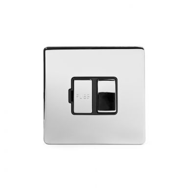 Polished chrome metal plate 13A Switched Fuse Connection Unit with Black insert