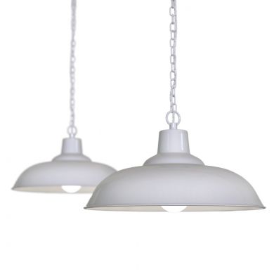 Portland Reclaimed Style Industrial Pendant Light Pale Grey