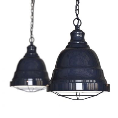 Ganton Vintage Cage Pendant Light Squid Ink Blue