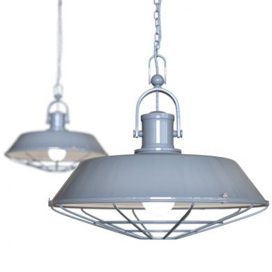 Brewer Cage Industrial  Pendant Light French Grey