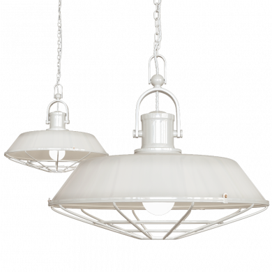 Brewer Cage Industrial  Pendant Light Clay White