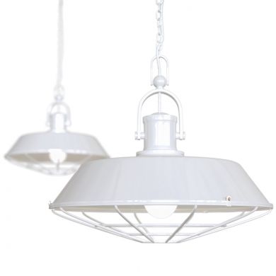 White Caged Pendant Light