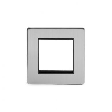 Brushed chrome metal Single Data Plate 2 Modules with Black insert