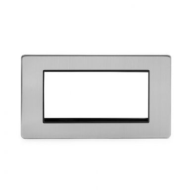 Brushed chrome metal Double Data Plate 4 Modules with Black insert
