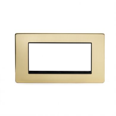 24k Brushed Brass metal Double Data Plate 4 Modules with black insert