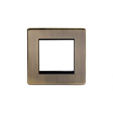 Antique Brass metal Single Data Plate 2 Modules with black insert