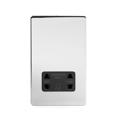 Polished Chrome 1 Gang Shaver Socket with Black Insert