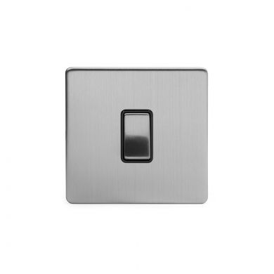 Brushed Chrome 1 Gang Intermediate Switch with Black Insert