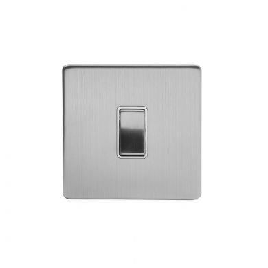 Brushed Chrome 1 Gang Intermediate Switch With White insert