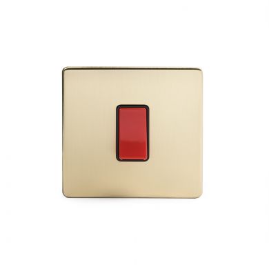 24k Brushed Brass 45A 1 Gang Double Pole Switch, Single Plate