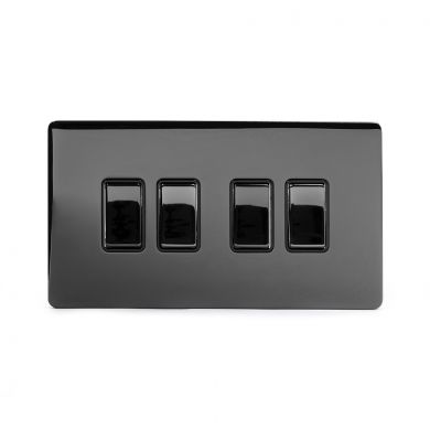 Black Nickel 4 Gang 2 Way Switch with Black Insert