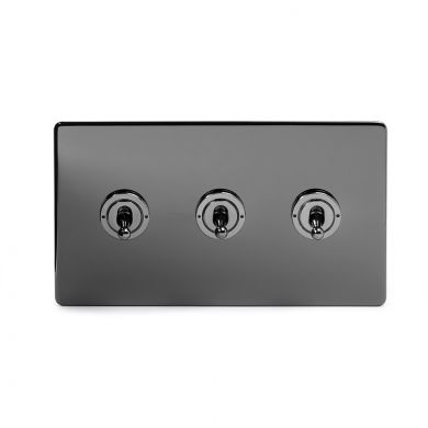 Black Nickel 3 Gang 2 Way Toggle Switch with Black Insert