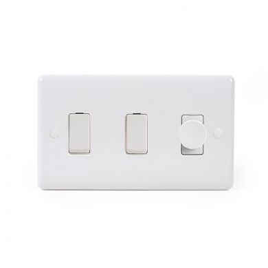 Black Nickel 3 gang light switch with 1 dimmer 
