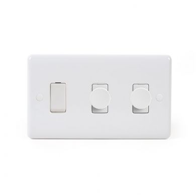 Black Nickel 3 gang light switch with 1 dimmer 

