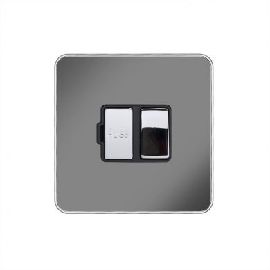 Soho Fusion Black Nickel & Polished Chrome With Chrome Edge 13A Switched Fused Connection Unit (FCU) Black Insert Screwless