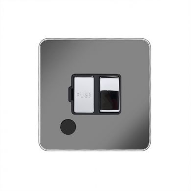 Soho Fusion Black Nickel & Polished Chrome With Chrome Edge 13A Switched Fuse Flex Outlet Black Insert Screwless