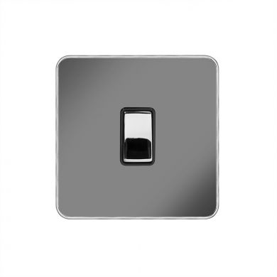 Soho Fusion Black Nickel & Polished Chrome With Chrome Edge 20A 1 Gang DP Switch Black Insert Screwless