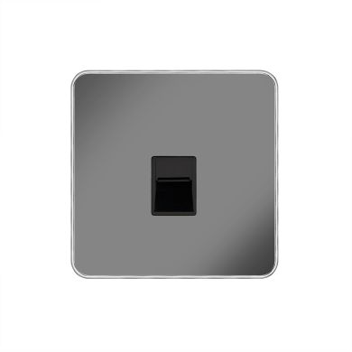 Soho Lighting Black Nickel Plate with Chrome Edge 1 Gang Telephone Master Socket,BT Blk Ins Screwless
