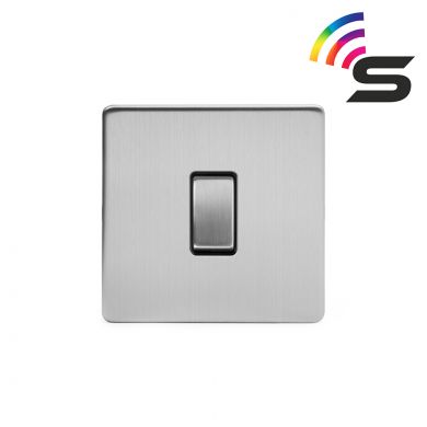 Soho Lighting Brushed Chrome Flat Plate 1 Gang 150W Smart Rocker Switch ...