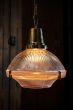 Soho Lighting Hollen Polished Brass Brimmed Dome Holophane Breakfast Bar Pendant Light