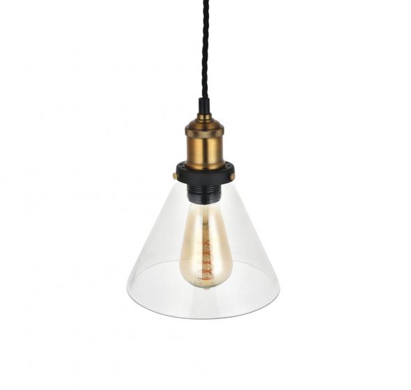 Romilly Tapered Clear Glass Pendant Light - Elesi