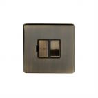 Antique Brass metal plate 13A Switched Fuse Connection Unit with black insert