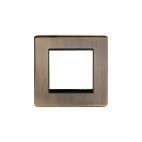 Antique Brass metal Single Data Plate 2 Modules with black insert