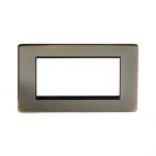 Antique Brass metal Double Data Plate 4 Modules with black insert