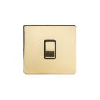 24k Brushed Brass 10A 1 Gang 2 Way Switch with Black Insert