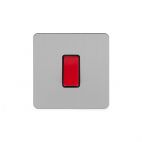 Soho Lighting Brushed Chrome Flat Plate 45A 1 Gang Double Pole Switch