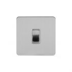 Soho Lighting Brushed Chrome Flat Plate 10A 1 Gang 2 Way Switch Wht Ins Screwless
