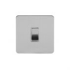 Soho Lighting Brushed Chrome Flat Plate 1 Gang Intermediate Switch Wht Ins Screwless