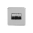 Soho Lighting Brushed Chrome Flat Plate 3 Gang Intermediate Switch Wht Ins Screwless