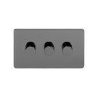 Soho Lighting Black Nickel Flat Plate 250W 3 Gang 2 Way Trailing Dimmer Screwless