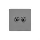 Soho Lighting Black Nickel Flat Plate 20A 2 Gang 2 Way Toggle Switch Screwless