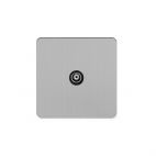Soho Lighting Brushed Chrome Flat Plate 1 Gang TV Socket Blk Ins Screwless