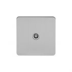 Soho Lighting Brushed Chrome Flat Plate 1 Gang TV Socket Wht Ins Screwless
