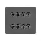 Soho Lighting Black Nickel Flat Plate 8 Gang Toggle Light Switch 20A 2 Way Screwless